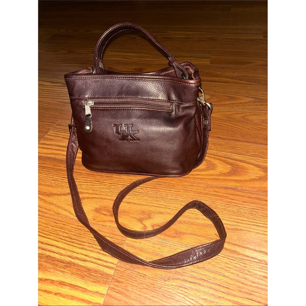 Vintage UK Embossed Dark Brown‎ Canyon Outback Leather Goods Crossbody Bag